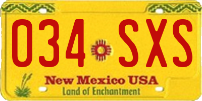 NM license plate 034SXS