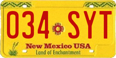 NM license plate 034SYT
