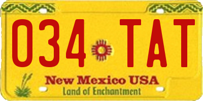 NM license plate 034TAT