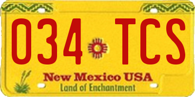 NM license plate 034TCS