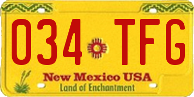 NM license plate 034TFG