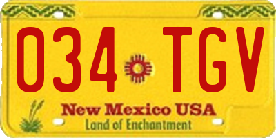 NM license plate 034TGV