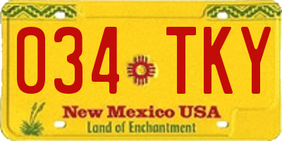 NM license plate 034TKY