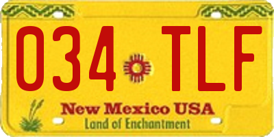 NM license plate 034TLF
