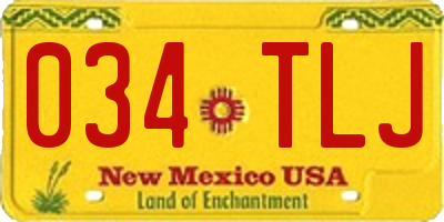NM license plate 034TLJ