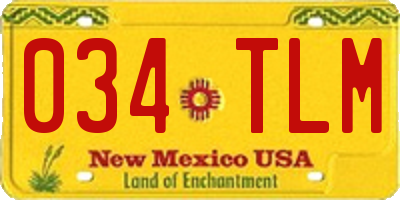 NM license plate 034TLM