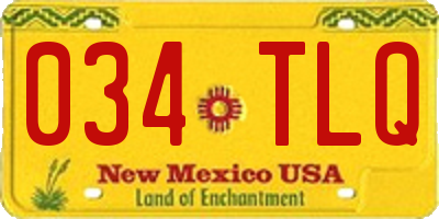 NM license plate 034TLQ
