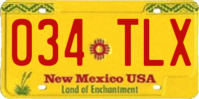 NM license plate 034TLX