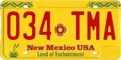 NM license plate 034TMA