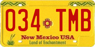 NM license plate 034TMB