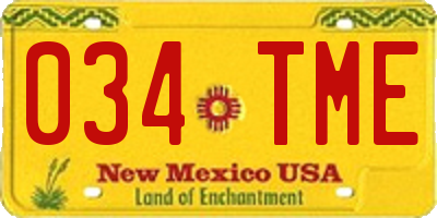 NM license plate 034TME