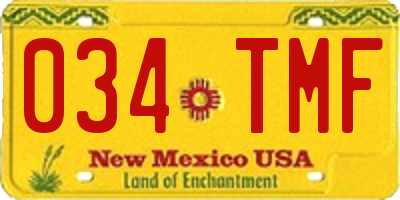 NM license plate 034TMF