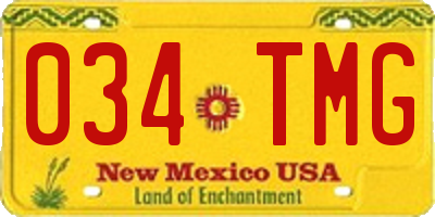 NM license plate 034TMG