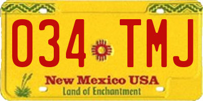 NM license plate 034TMJ
