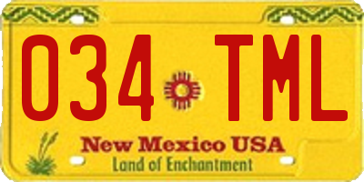 NM license plate 034TML