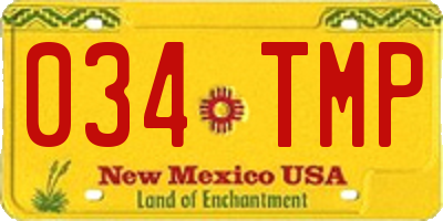 NM license plate 034TMP