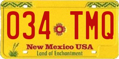 NM license plate 034TMQ