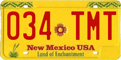 NM license plate 034TMT