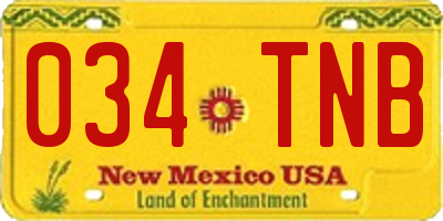 NM license plate 034TNB