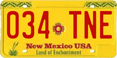 NM license plate 034TNE