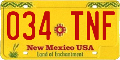 NM license plate 034TNF