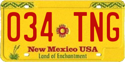 NM license plate 034TNG