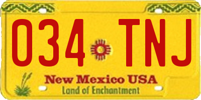 NM license plate 034TNJ