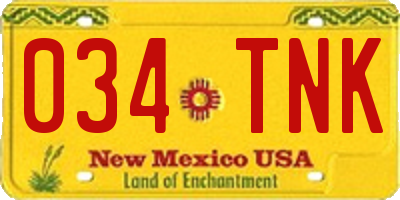 NM license plate 034TNK