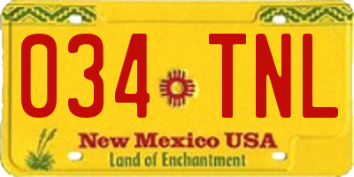 NM license plate 034TNL