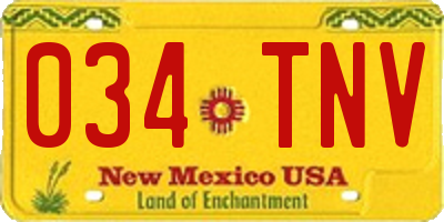 NM license plate 034TNV