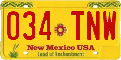 NM license plate 034TNW