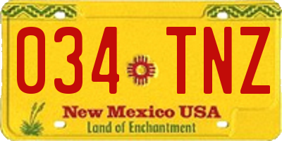 NM license plate 034TNZ
