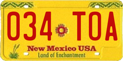 NM license plate 034TOA