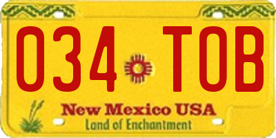 NM license plate 034TOB