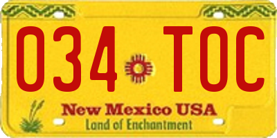 NM license plate 034TOC