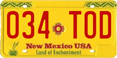 NM license plate 034TOD