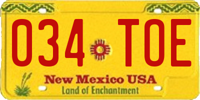 NM license plate 034TOE