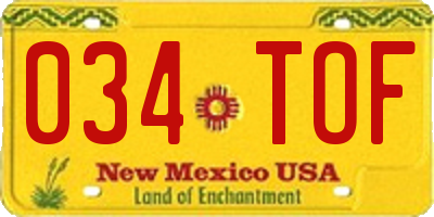 NM license plate 034TOF