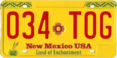 NM license plate 034TOG