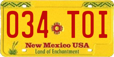 NM license plate 034TOI