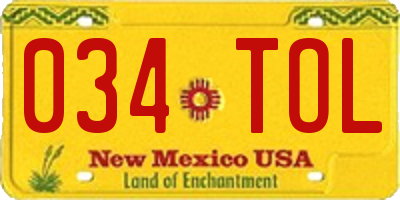 NM license plate 034TOL