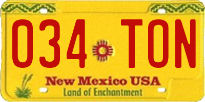 NM license plate 034TON