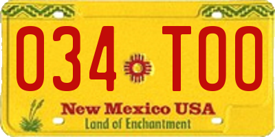 NM license plate 034TOO