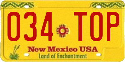 NM license plate 034TOP