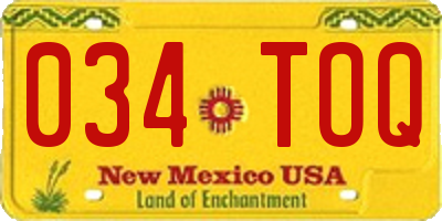 NM license plate 034TOQ