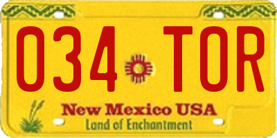 NM license plate 034TOR
