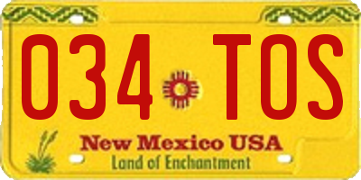 NM license plate 034TOS