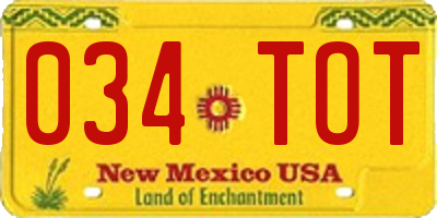 NM license plate 034TOT