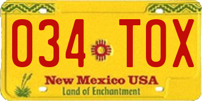 NM license plate 034TOX