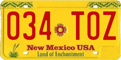 NM license plate 034TOZ